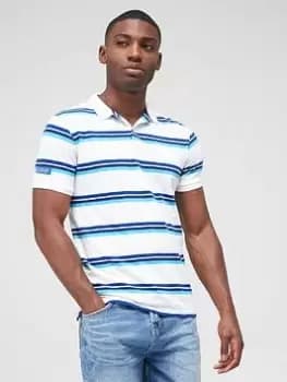 Superdry Vintage Stripe Polo Shirt - White Size XL Men