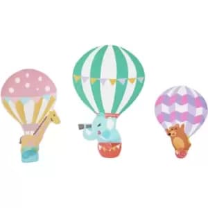 Fantasy Fields Hot Air Balloon Set of 3 Wall Hook Nursery Room Decor Pastel TD-13125A - Blue/ Multi-color