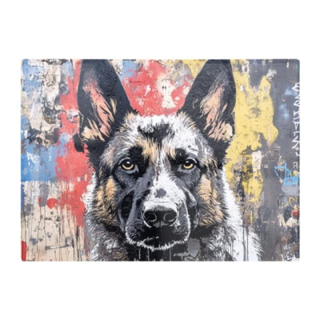 Warren Reed Designer Banksy Inspired German Shepherd Chopping Board