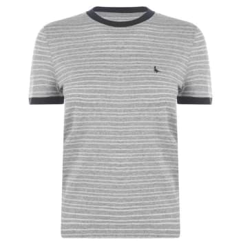 Jack Wills Penny Metallic Stripe Ringer T Shirt - Grey