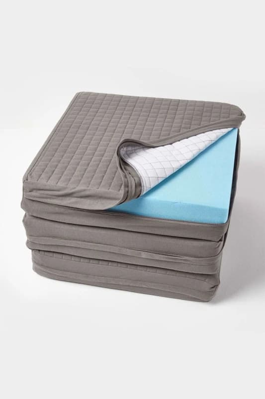 Homescapes Quilted Cotton 3 Seater Orthopaedic Booster Cushion Cover in Charcoal Charcoal Unisex