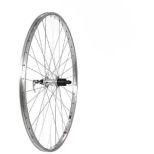 Raleigh 26 Rear Rim Brake Nutted Wheel - Free Wheel - Silver