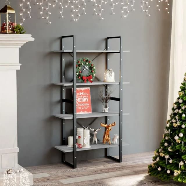 VIDAXL 4-Tier Book Cabinet Concrete Grey 80x30x140cm Engineered Wood Vidaxl 8720286567517