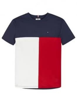 Tommy Hilfiger Boys Short Sleeve Colourblock T-Shirt - Navy