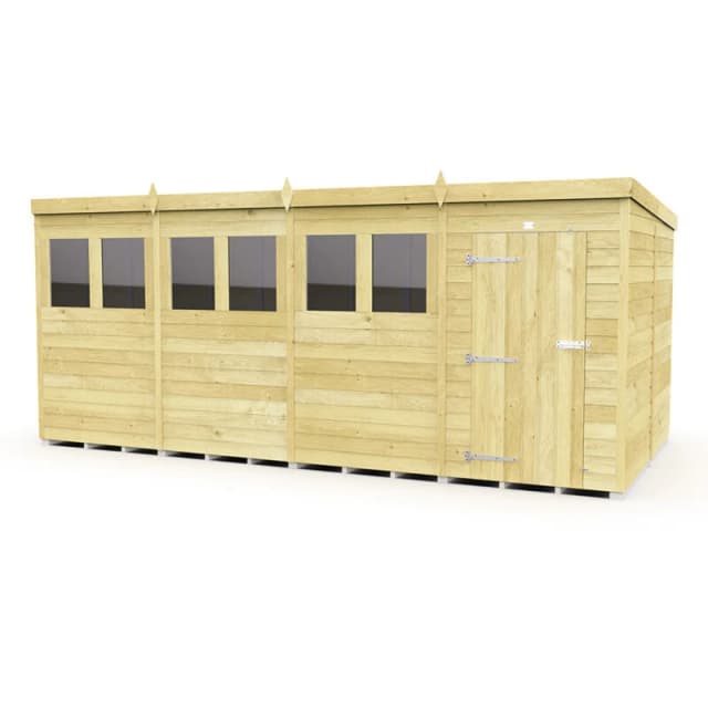 Flat Pack Sheds DIY Sheds 16 x 8 Pent Shed, Brown 16X8PFF