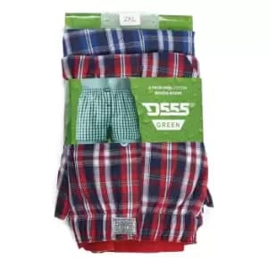 Duke Mens Plaid D555 Kingsize Woven Boxer Shorts (2 Pairs) (5XL) (Navy Blue/Red)
