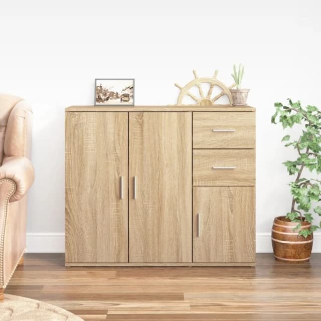 VIDAXL Sideboard Sonoma Oak 91x29.5x75cm Engineered Wood Vidaxl 8720845736231