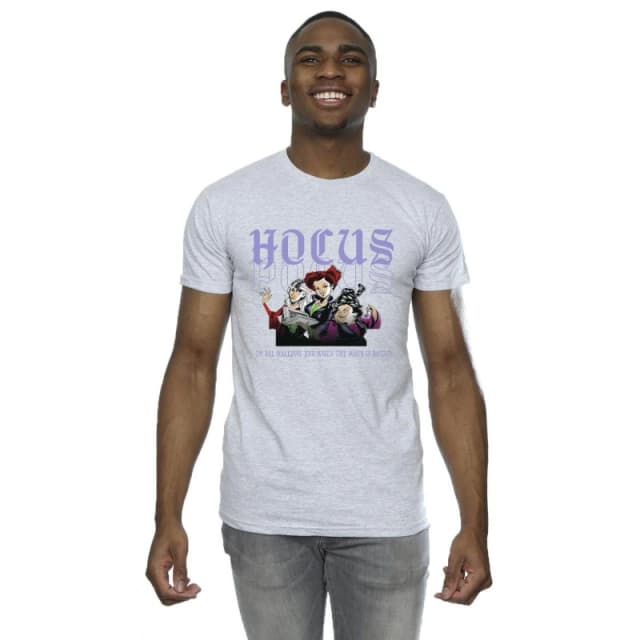 Disney Men Hocus Pocus Hallows Eve T-Shirt in Grey Size: Small Grey S Male 5063283798755