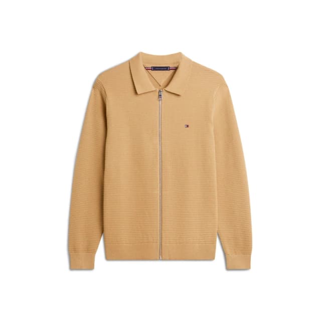 Tommy Hilfiger Mens Structure Full Zip Crew Neck Jumper Safari Canvas male S