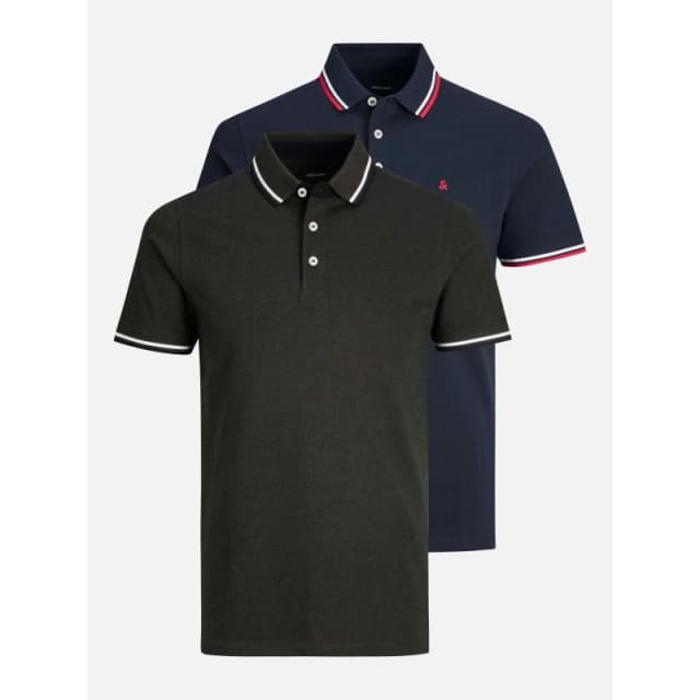 Jack and Jones Mens Paulos Pack Short Sleeve Polo Shirt Navy/Forest male S