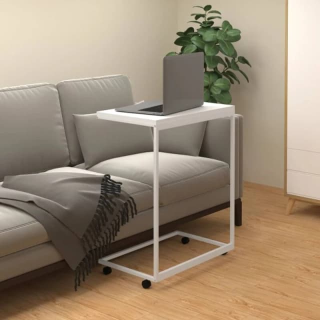VIDAXL Side Table with Wheels White 55x35x70cm Engineered Wood Vidaxl 8720286933633