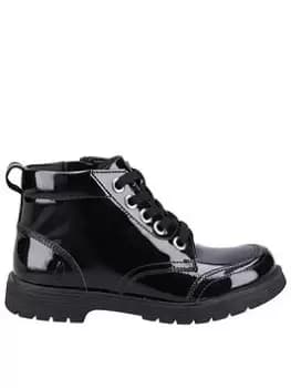 Hush Puppies Jolie Patent Junior School Boot - Black, Size 10 Younger
