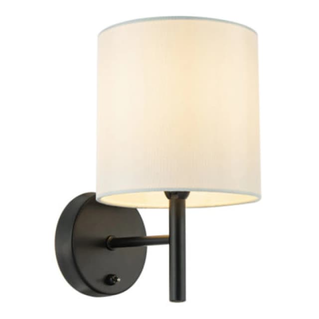 Happy Homewares Contemporary Bedside Wall Lamp In Matte Black With Toggle Switch And Shade