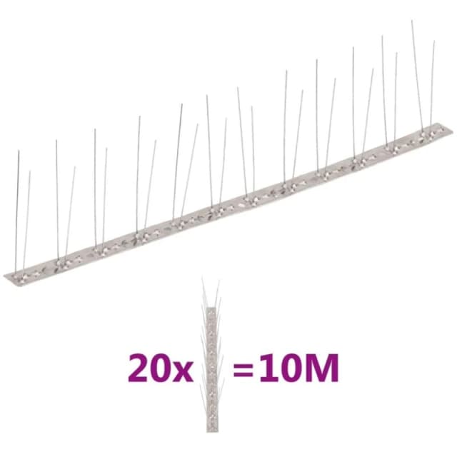 VIDAXL 2-row Stainless Steel Bird & Pigeon Spikes Set of 20 10 m Vidaxl 8720286251133