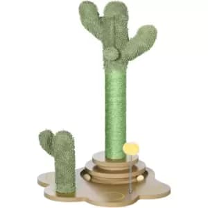 60cm Chenille Cat Activity Centre w/ Interactive Toy Balls - Green - Green - Pawhut