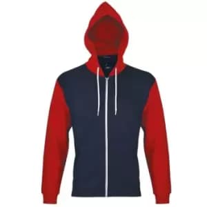SOLS Silver Unisex Full Zip Hooded Sweatshirt / Hoodie (M) (French Navy)