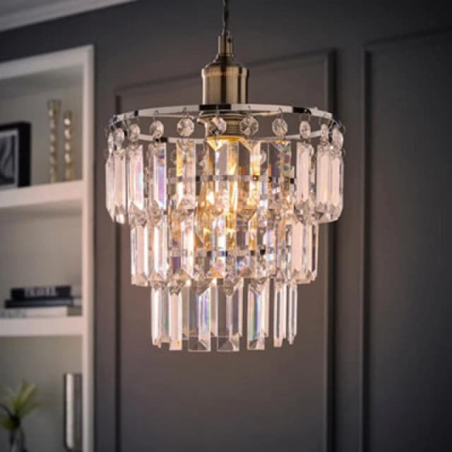ValueLights ValueLights Kelsks Chandelier Style Droplet Easy Fit Ceiling Lamp Shade and Bulb in Silver Silver One Size Unisex 5059406039829