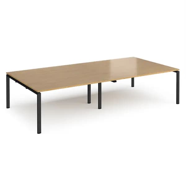 Adapt Rectangular Office Boardroom Table - Oak - Black Frame - W3200mm