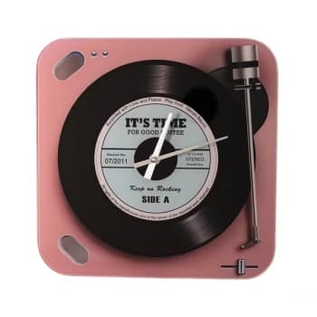 HARVEY MAKIN Glass Wall Clock - Pink Record Player