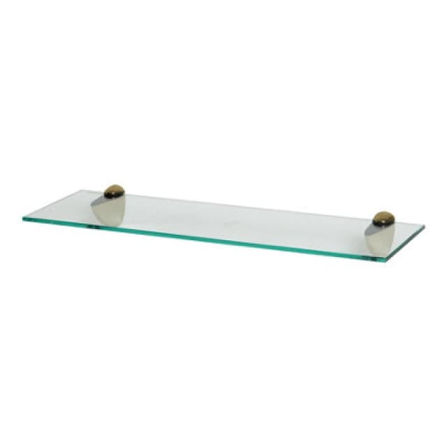 Harbour Housewares Floating Glass Shelf - 60Cm - Gold Brackets - Bathroom Shower Storage Vanity Display Unit Shelf