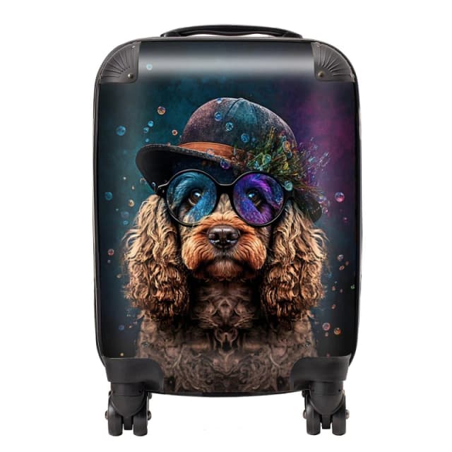 Warren Reed - Designer Cockapoo Dog Face Splashart Suitcase Size: Large Multicolor Unisex Large