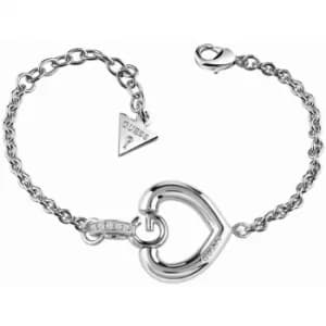 Ladies Guess Rhodium Plated Gisele Bold G Heart Bracelet