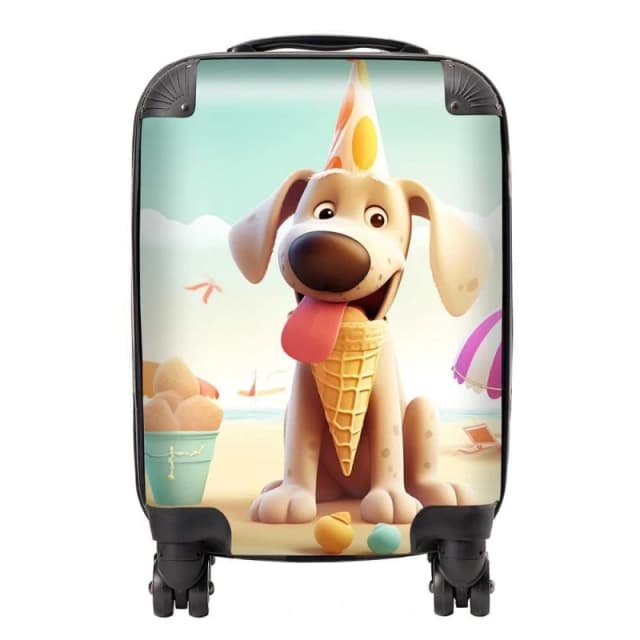 Warren Reed - Designer Dog On A Beach Holiday Suitcase in Yellow Size: Large Yellow Unisex Large