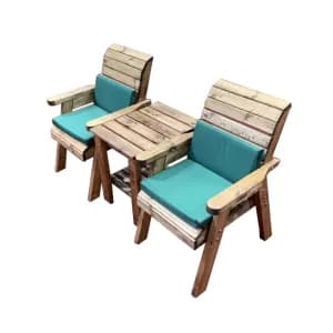 Charles Taylor 2 Seater Companion Set with Green Seat Pads Dark Green