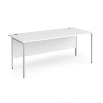 Office Desk 1800mm Rectangular Desk With H-Frame Leg White Tops With Silver Frames 800mm Depth Contract 25