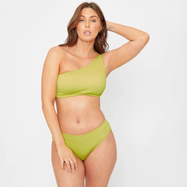 Be You Textured One Shoulder Bikni Top - Green Green 8
