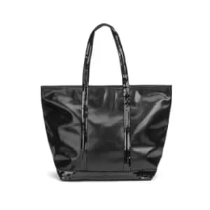 Leather Tote Bag with Glittery Trim