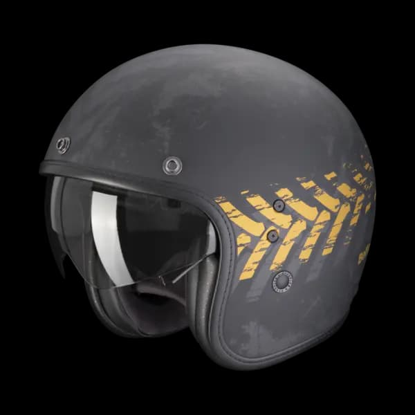 Scorpion Belfast Evo Nevada Matt Black-Gold Jet Helmet 2XL