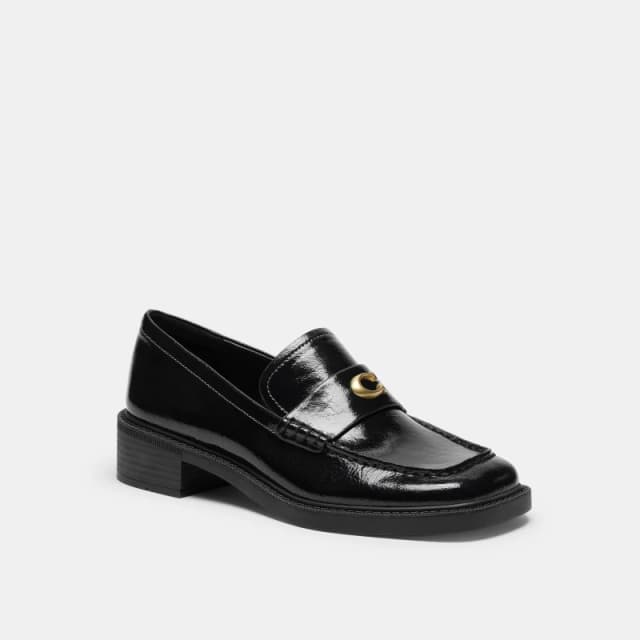Coach Womens Glazed Penny Loafers Black female 8 (41)