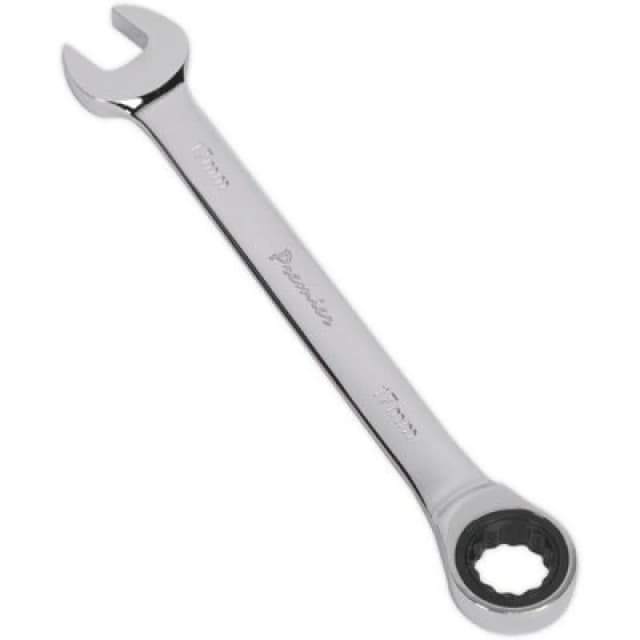 Loops 17mm Ratchet Combination Spanner - Chrome Vanadium Steel - 72 Tooth Ratchet Ring Metallics