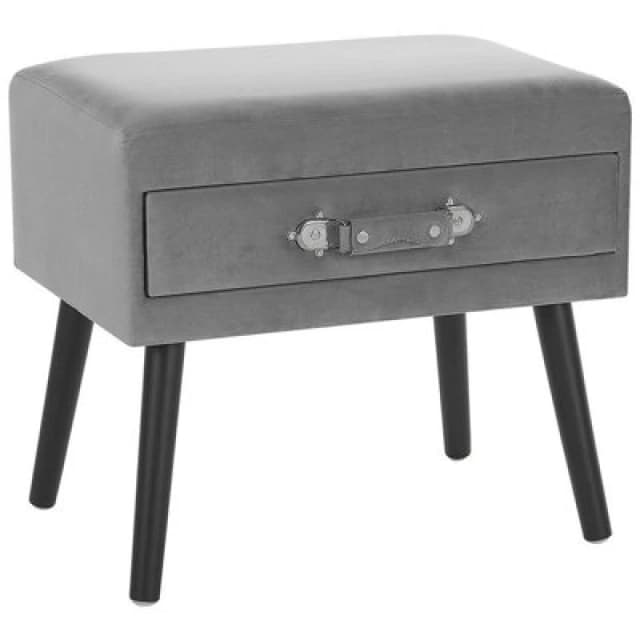 Beliani 1 Drawer Bedside Table Eurostar Velvet Grey