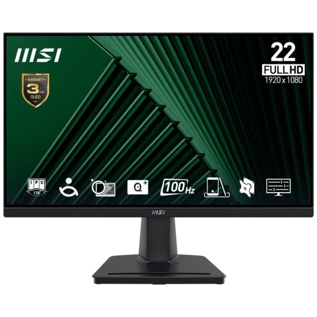 MSI Pro MP225V 21.45" Monitor, FHD (1920 x 1080), 100Hz, VA, 1ms, 1x HDMI 1.4b, 1x D-Sub(VGA), Anti-Glare, Anti-Flicker, Less Blue light, TUV