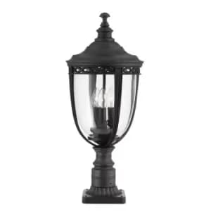 English Bridle 3 Light Large Outdoor Pedestal Light Black IP44, E14