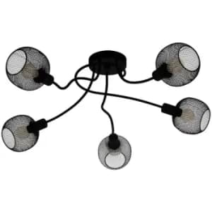 Wrington 5 Lamp Multi Arm Semi Flush Ceiling Light Black - Eglo