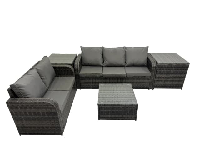 Fimous Love Sofa Square Coffee Table Sets with 2 Side Tables 2 Small Stools in Dark Grey Dark Grey Unisex