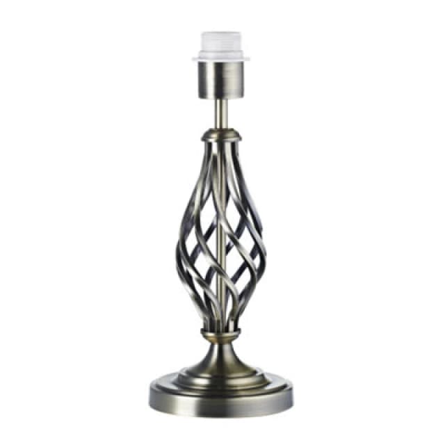 Happy Homewares Traditional Brushed Antique Brass Table Lamp Base With Twist Metal Stem Design