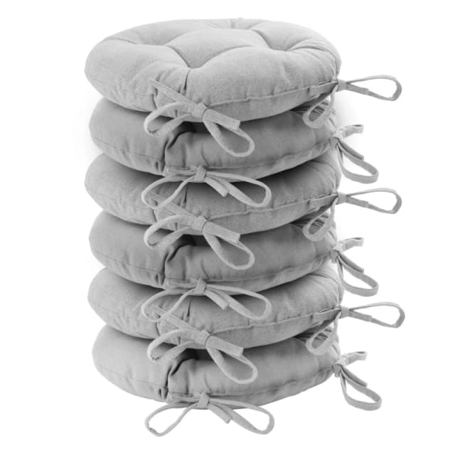 Harbour Housewares Round Garden Chair Seat Cushions - Grey - Pack Of 6