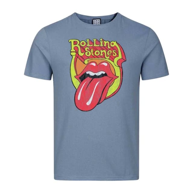 Amplified Mens Bootleg Tongue The Rolling Stones T-Shirt in Pale Blue Size: XS Pale Blue Male XS
