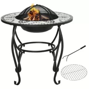 Outsunny 3-in-1 Outdoor Fire Pit Garden Table With Bbq Grill Screen Cover