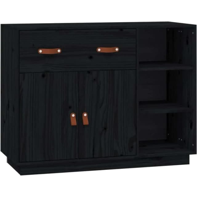 Vidaxl Sideboard Black 98.5X40X75cm Solid Wood Pine, Black 820141