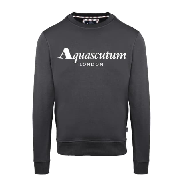 Aquascutum Mens Roundnk Sweat Crew Sweatshirt - Black Male S