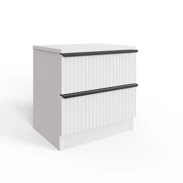 FWStyle FWStyle White 2 Drawer Bedside Chest Table Scalloped Ripple Effect White One Size Unisex 5056413127938