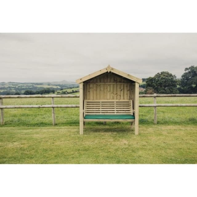 Churnet Valley Garden Furniture Ltd Cottage 3 Seat Arbour - Min. Assembly Required - Set of Cushions Inc in Brown Brown Unisex