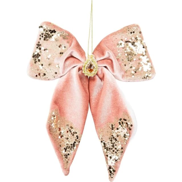 Shatchi Bow Pink 17x22cm - Christmas Hanging Decoration Pink