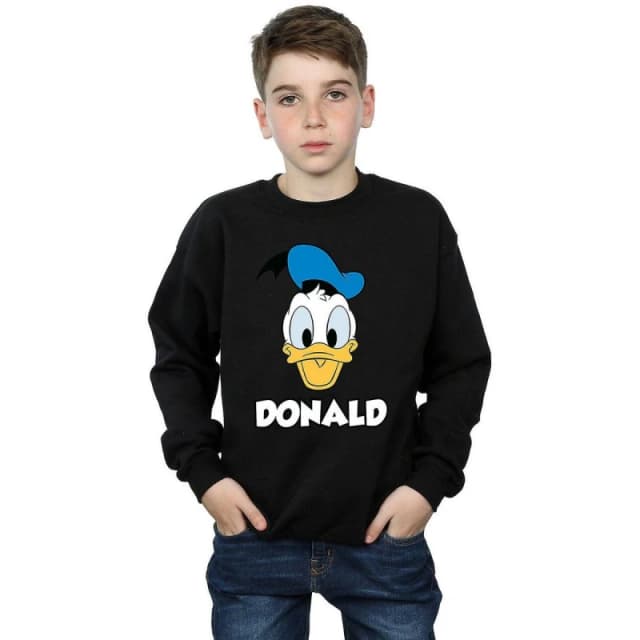 Disney Donald Duck Face Cotton Sweatshirt Black male