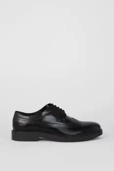 Black Smart Leather Derby Brogue Shoes